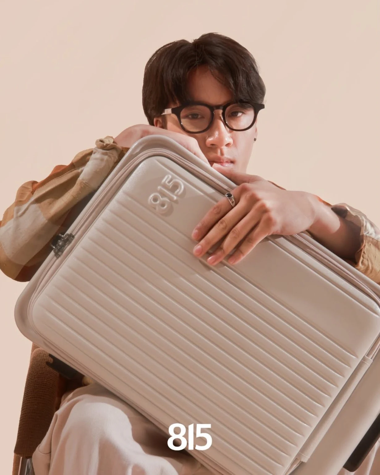 Close-up 815 luggage campaign portrait featuring Neron Zach